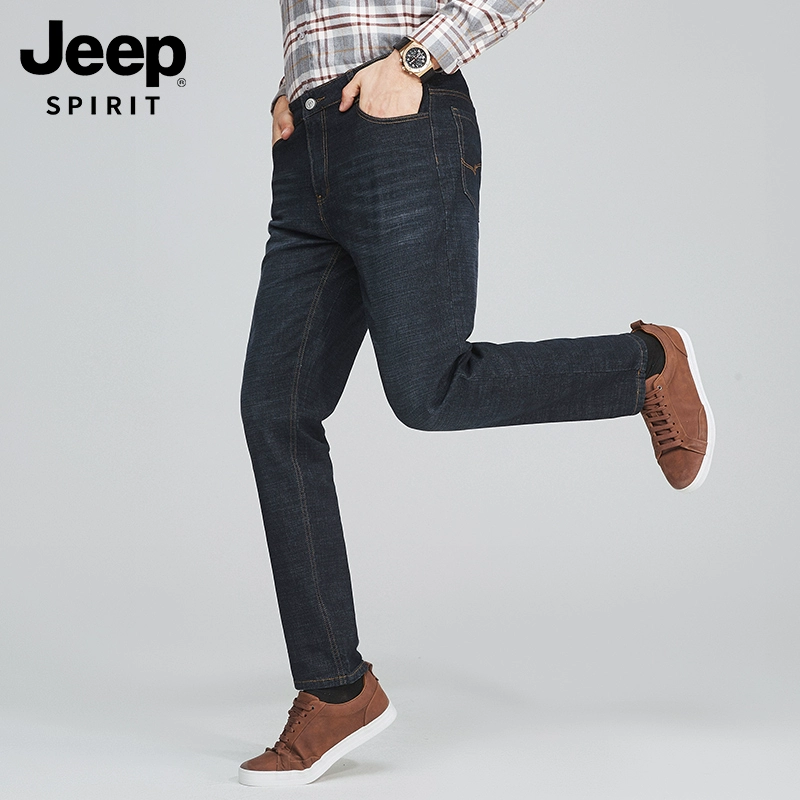 JEEP SPIRIT 2023秋季新款男式秋冬修身水洗直筒牛仔裤 多色 59元包邮（加绒款69元） 值值值-买手聚集的地方