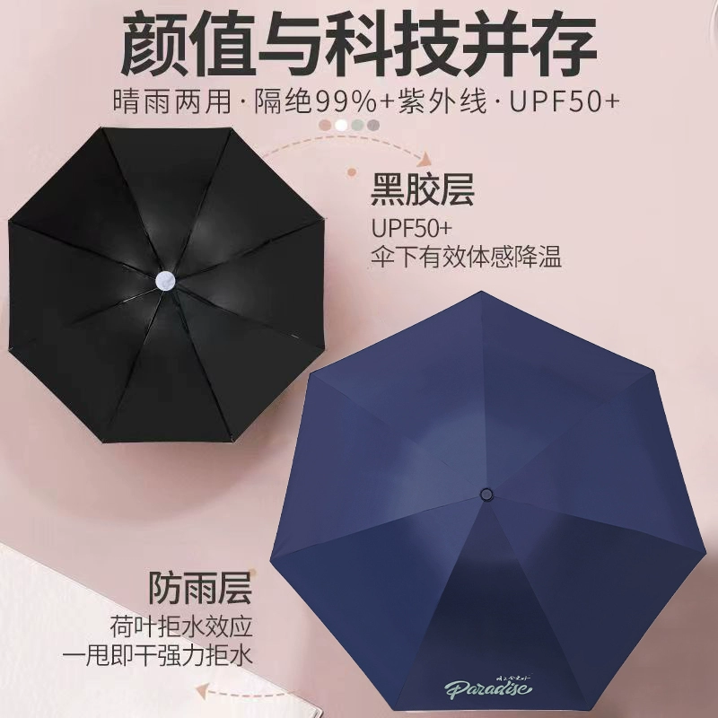 天堂伞 黑胶防晒三折晴雨伞 2色 28.9元包邮（双重优惠） 值值值-买手聚集的地方