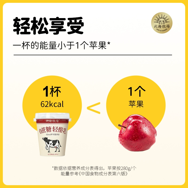北海牧场 轻酪乳 0蔗糖风味发酵乳酸奶 100g*18杯 59.9元包邮（需领券） 值值值-买手聚集的地方