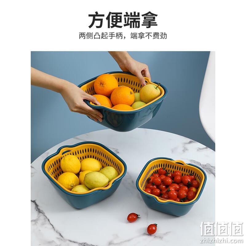 热阳 双层洗菜盆沥水篮六件套 6.79元包邮 值值值-买手聚集的地方