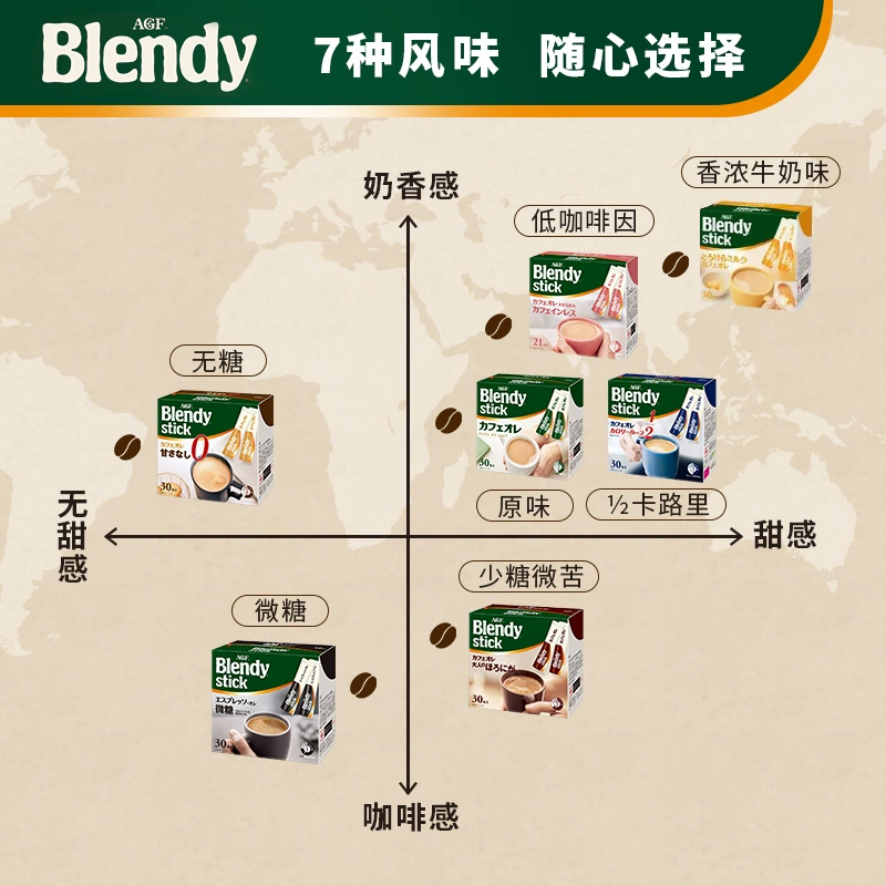 日本进口，AGF Blendy 三合一速溶拿铁咖啡30条*2盒 68.82元包税包邮，折合34.41元/盒 值值值-买手聚集的地方