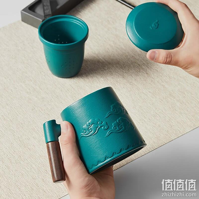 史低！共禾京品 云心茗意 带盖带茶漏陶瓷马克杯 400mL 19.9元包邮 值值值-买手聚集的地方
