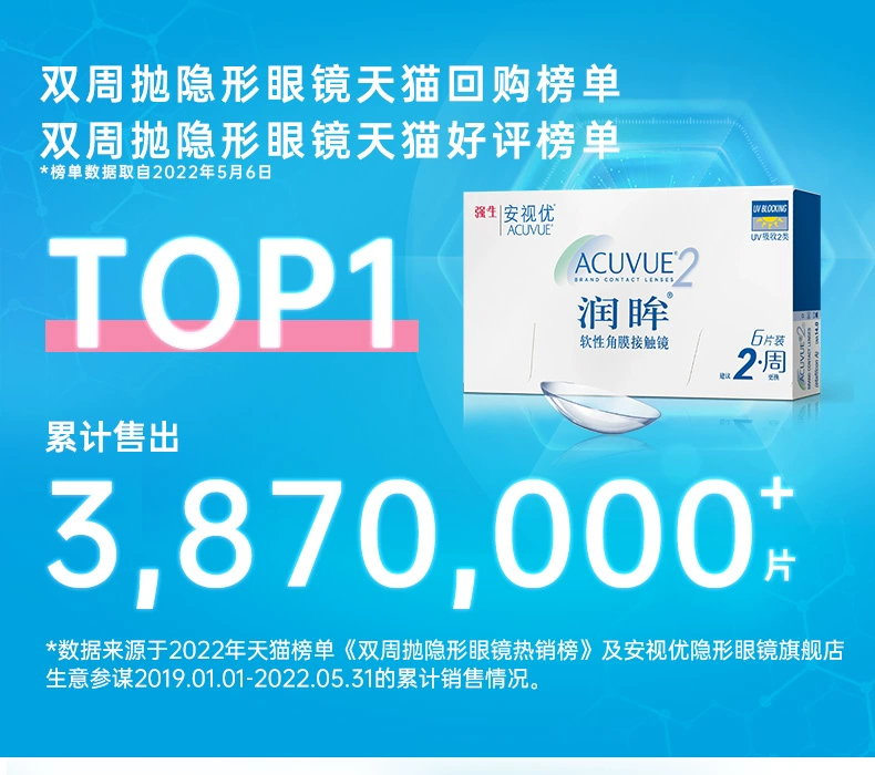 Johnson 强生 安视优 润眸双周抛 6片装 49元包邮（需领券） 值值值-买手聚集的地方