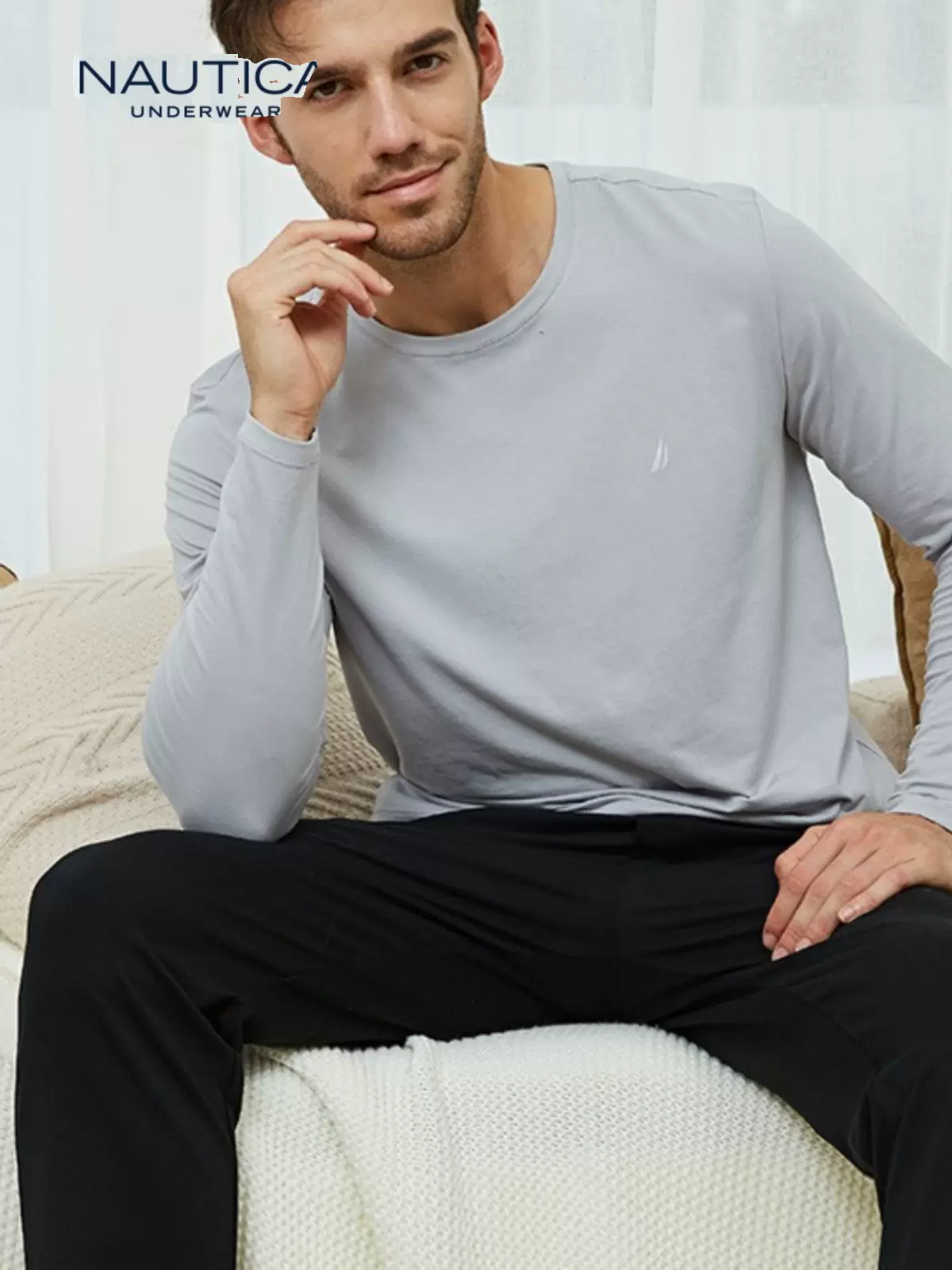 Nautica Underwear 诺帝卡 男士圆领长袖 NCTS150733 新低65元包邮（需领券） 值值值-买手聚集的地方