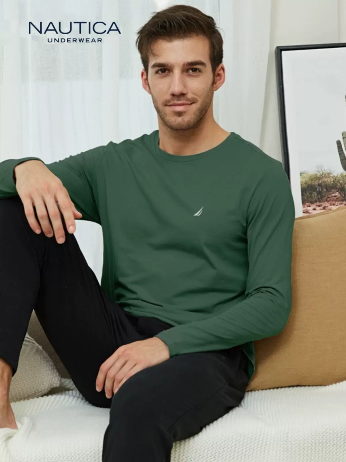 Nautica Underwear 诺帝卡 男士圆领长袖 NCTS150733 新低65元包邮（需领券） 值值值-买手聚集的地方