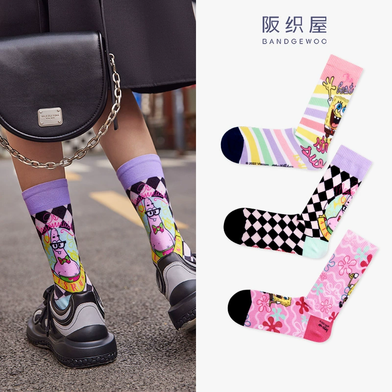 阪织屋 秋季女士IP联名中筒袜3双装+随机1双装 多款 29.9元包邮（需领券） 值值值-买手聚集的地方