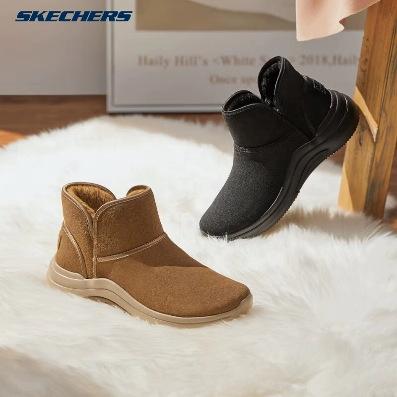 SKECHERS 斯凯奇 144279 女款2023秋冬反毛皮中筒雪地靴 3色 169元包邮 值值值-买手聚集的地方