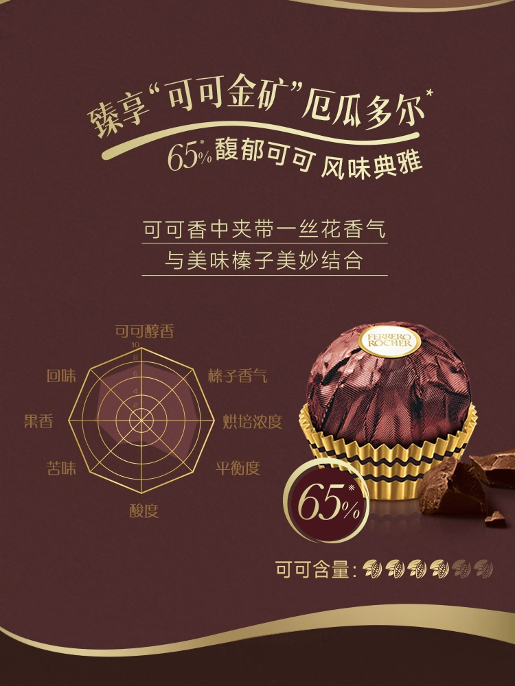 费列罗首款高端黑巧系列，Ferrero Rocher 费列罗 黑金三重奏 榛果威化黑巧克力 15粒装 62元包邮 值值值-买手聚集的地方
