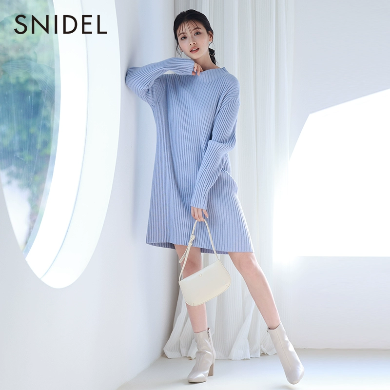 SNIDEL 2023秋季新品女士羊毛罗纹纯色长袖针织连衣裙 SWNO234017 396.9元（天猫旗舰店900元） 值值值-买手聚集的地方