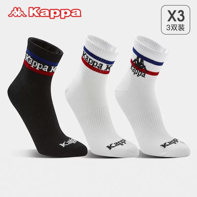 Kappa 2023秋冬情侣款运动中筒棉袜 3双  3色 29元包邮 值值值-买手聚集的地方