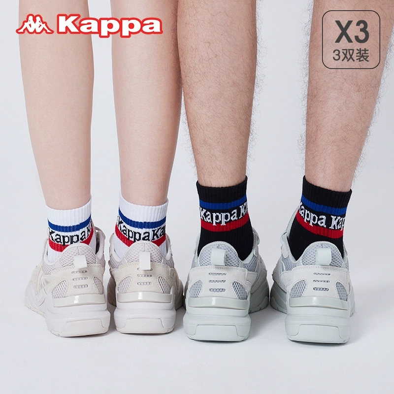 Kappa 2023秋冬情侣款运动中筒棉袜 3双  3色 29元包邮 值值值-买手聚集的地方