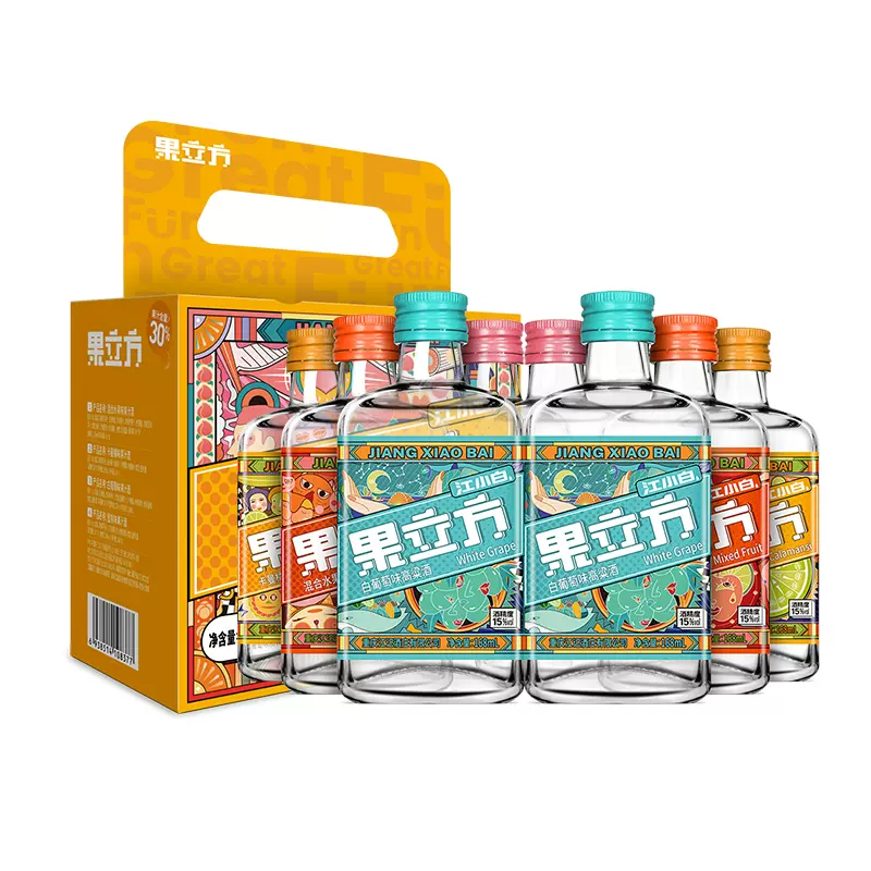 江小白 果立方 混合水果味 15度水果味高粱酒 168ml*10瓶 赠山岩杯 78元包邮 值值值-买手聚集的地方