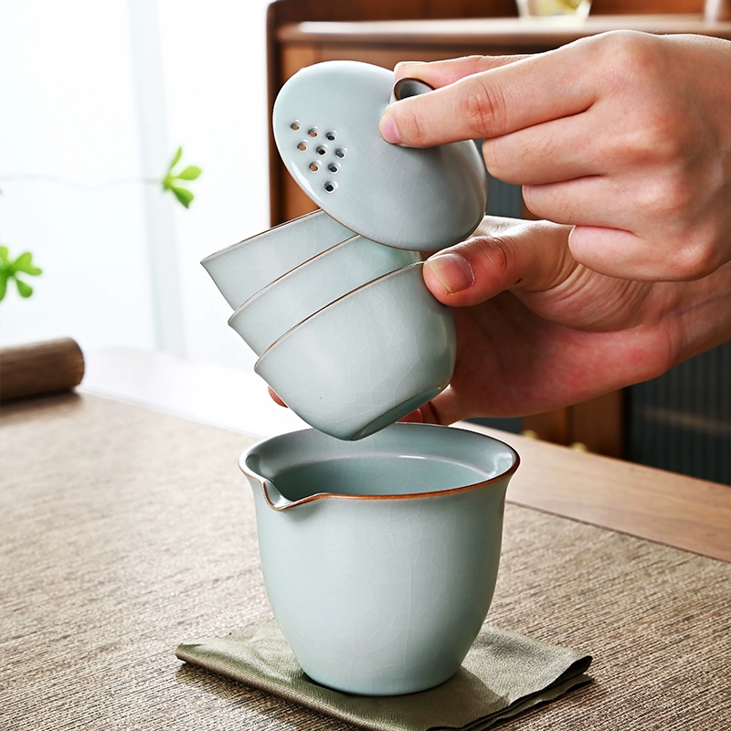 雅辞坊 汝窑便携式旅行茶具套装（一壶三杯）2色 新低26.5元包邮 值值值-买手聚集的地方