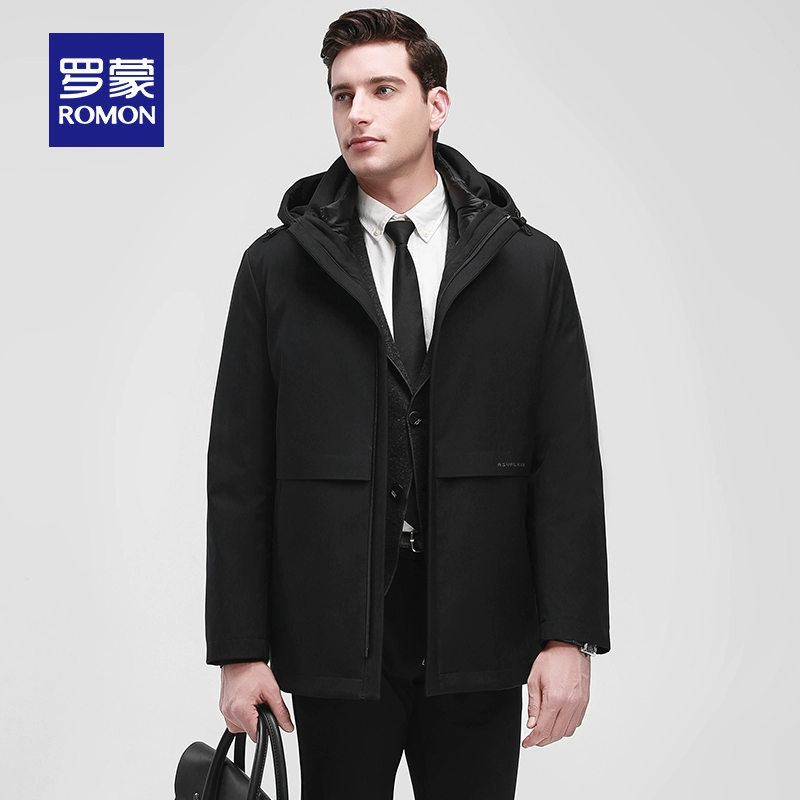 一衣多穿，Romon 罗蒙 2023冬新男士可拆鹅绒内胆连帽羽绒服 2色 329元包邮 值值值-买手聚集的地方