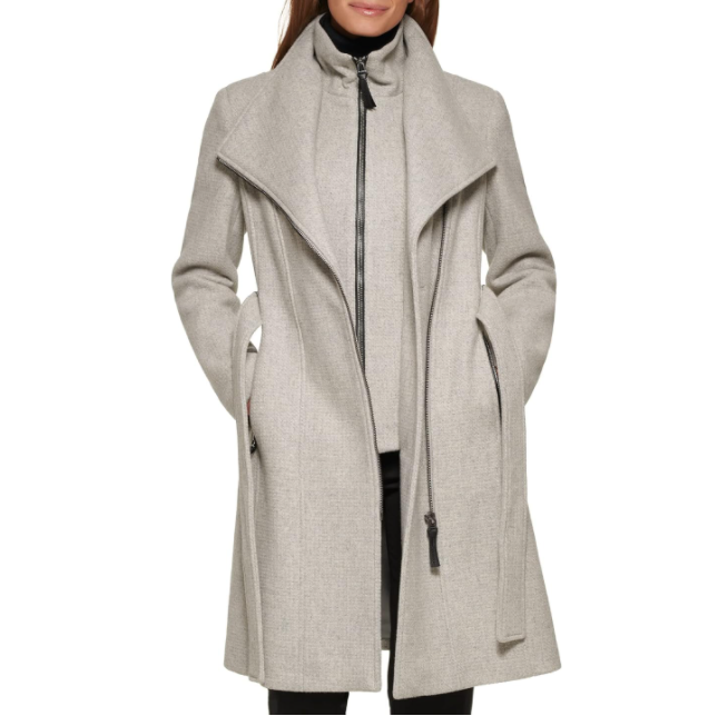 Calvin Klein  卡尔文·克莱恩  女士中长款羊毛混纺毛呢大衣 CW088043 1082.86元 值值值-买手聚集的地方