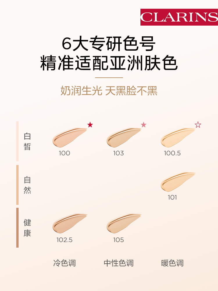 Clarins 娇韵诗 缎光水漾精华粉底液 30ml  #100.5 199.13元 值值值-买手聚集的地方