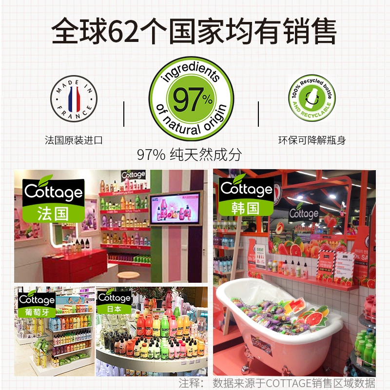 法国进口，Cottage 悠香伊 植物磨砂去角质沐浴露 250ml*2瓶 34.9元包邮（17.5元/瓶） 值值值-买手聚集的地方