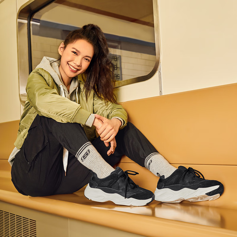 Skechers 斯凯奇 D'lites系列 女士复古老爹鞋66666222 新低139元包邮 值值值-买手聚集的地方