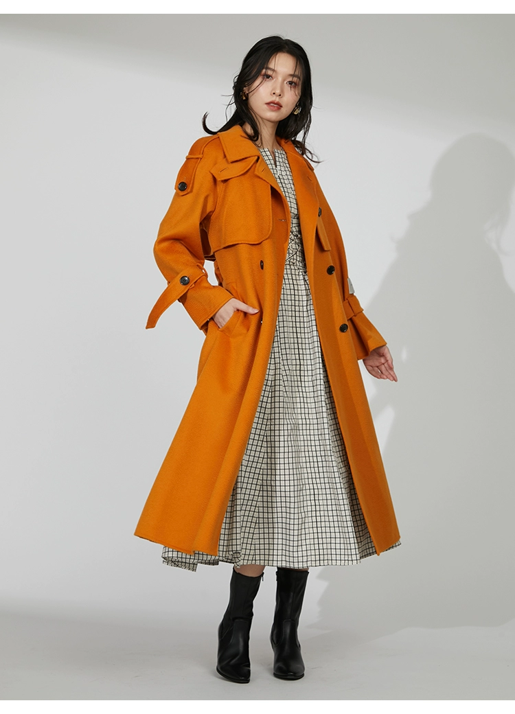 Snidel 女士纯色双排扣风衣式长款羊毛呢大衣 SWFC224001 1120.64元（国内2506元） 值值值-买手聚集的地方