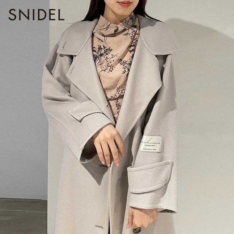 Snidel 2023冬新款女士长款系带单排扣山羊毛呢大衣 SWFC234001 1442.89元（国内4100元） 值值值-买手聚集的地方