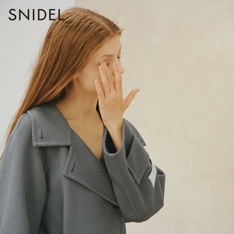 Snidel 2023冬新款女士长款系带单排扣山羊毛呢大衣 SWFC234001 1442.89元（国内4100元） 值值值-买手聚集的地方