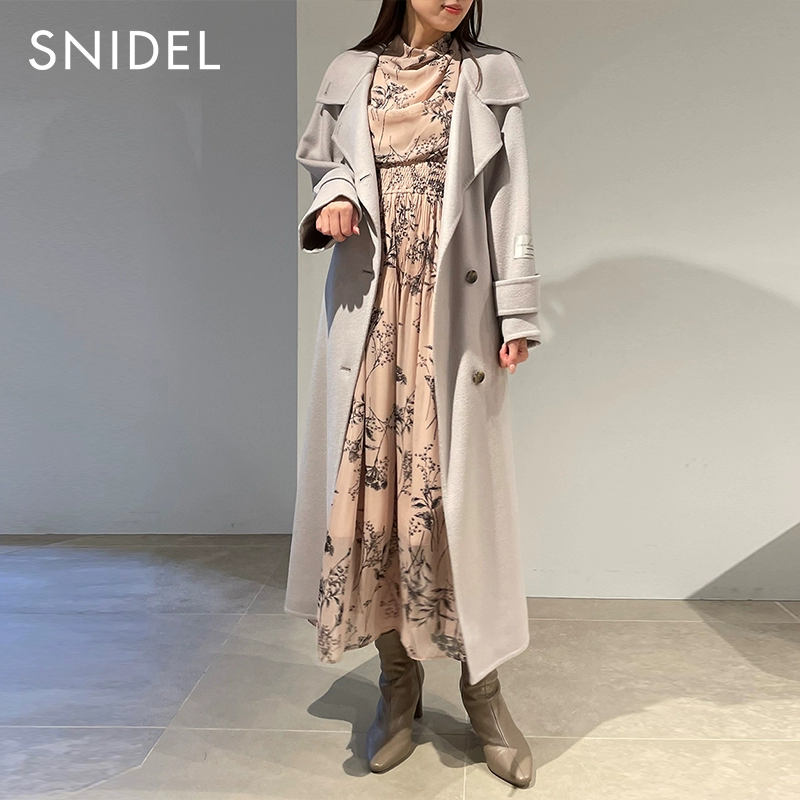 Snidel 2023冬新款女士长款系带单排扣山羊毛呢大衣 SWFC234001 1442.89元（国内4100元） 值值值-买手聚集的地方