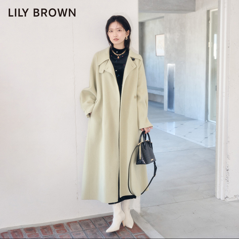 Lily Brown 莉莉布朗 2023新品气质翻领系带长款羊毛呢大衣 LWFC235004 1038.68元（国内3120元） 值值值-买手聚集的地方