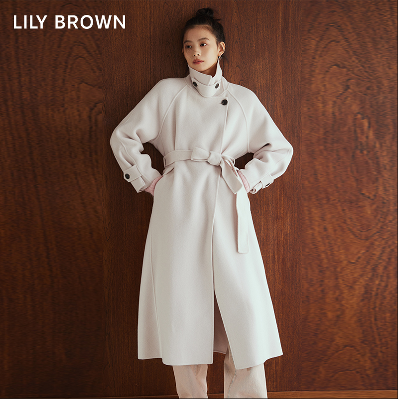 Lily Brown 莉莉布朗 2023新品气质翻领系带长款羊毛呢大衣 LWFC235004 1038.68元（国内3120元） 值值值-买手聚集的地方