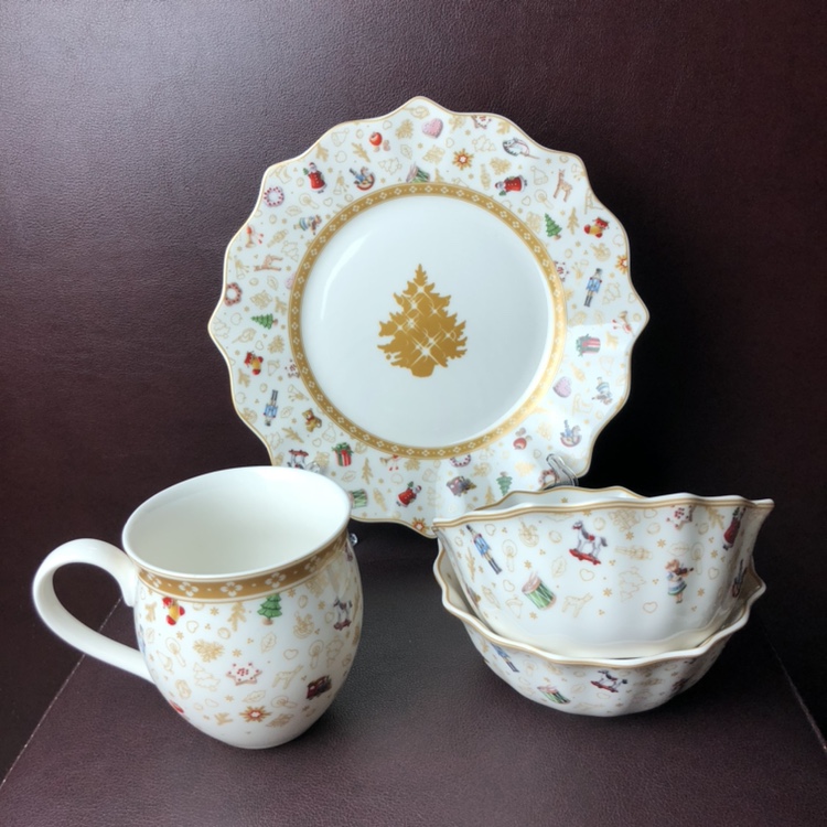 Villeroy&Boch 德国唯宝 圣诞系列 金色周年纪念款早餐餐具6件套装 14-8585-9075 530.40元 值值值-买手聚集的地方