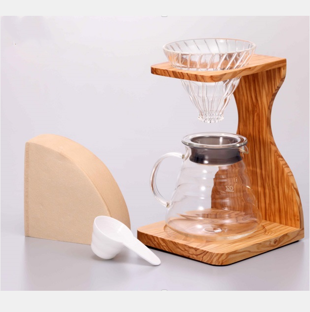 HARIO 好璃奥 V60 手冲咖啡橄榄木支架5件套 新低342.35元（天猫旗舰店1120元） 值值值-买手聚集的地方
