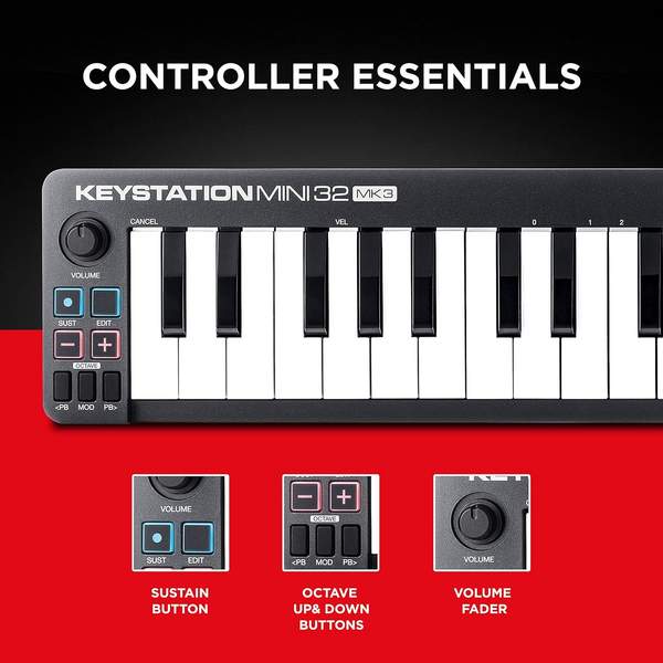 M-Audio Keystation Mini 32 MK3 超便携迷你MIDI键盘控制器 309.34元 值值值-买手聚集的地方