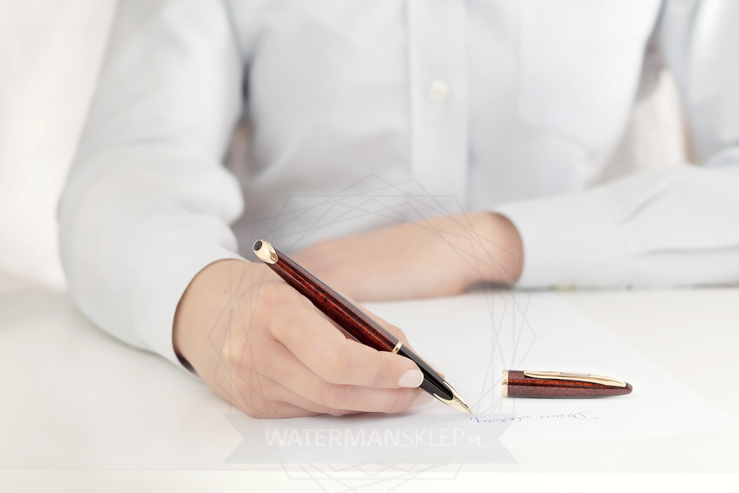 法国产，Waterman 威迪文 Carène 海韵 琥珀纹珍漆金夹墨水笔 M尖 989.71元（天猫旗舰店4030元） 值值值-买手聚集的地方