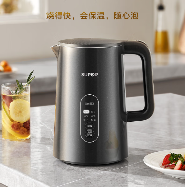 SUPOR 苏泊尔 侧显温5段调温保温烧水壶 1.5L SW-15J72L 新低69.6元包邮 值值值-买手聚集的地方