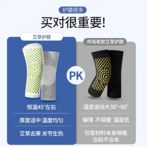 艾草 自发热保暖护膝 1双 9.9元包邮 值值值-买手聚集的地方