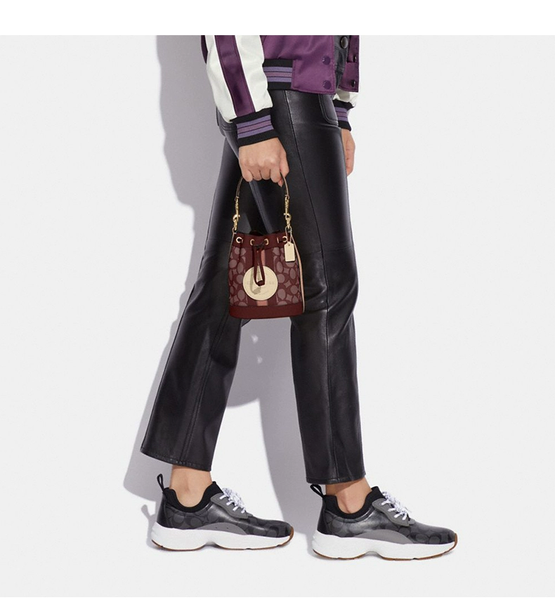 Coach 蔻驰 Dempsey系列 经典标志真皮拼接迷你水桶包C8322 秒杀价828.15元 值值值-买手聚集的地方