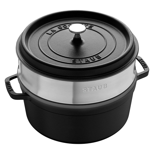 Staub 26cm 珐琅铸铁炖锅 带蒸屉 1237元 值值值-买手聚集的地方