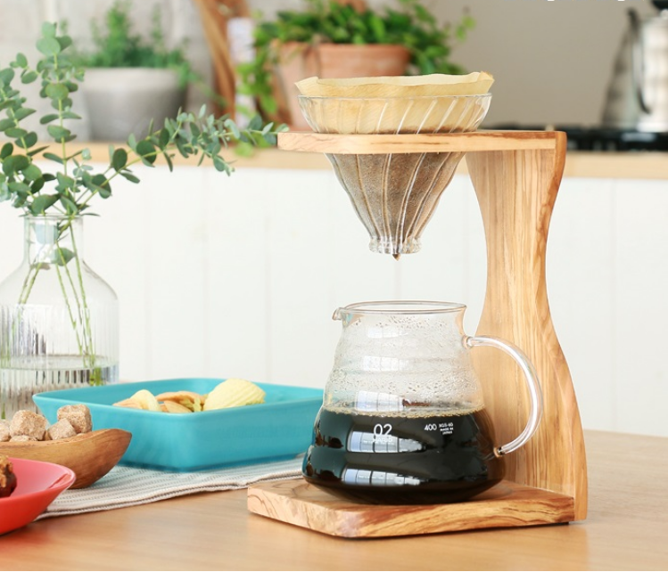 HARIO 好璃奥 V60 手冲咖啡橄榄木支架5件套 356.31元（天猫旗舰店1119元） 值值值-买手聚集的地方
