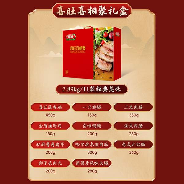 《酱卤肉制品》国家标准起草单位，喜旺 喜相聚卤味熟食礼盒2.89kg 新低139元包邮（需领券） 值值值-买手聚集的地方