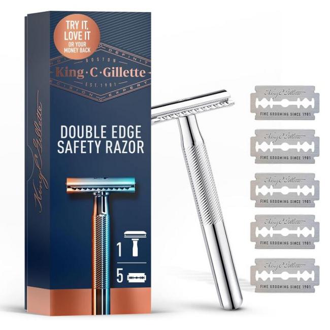 Gillette 吉列 King C.系列 传统手动双面镀铬安全剃须刀（剃须刀*1+刀片*5） 78.83元 值值值-买手聚集的地方