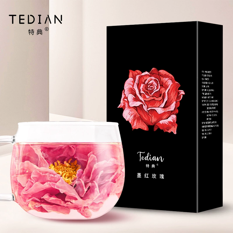 欧盟有机认证，特典 食用云南大朵花冠墨红干玫瑰花茶 12袋/盒*5盒 赠礼袋 新低59.8元包邮（11.9元/盒） 值值值-买手聚集的地方
