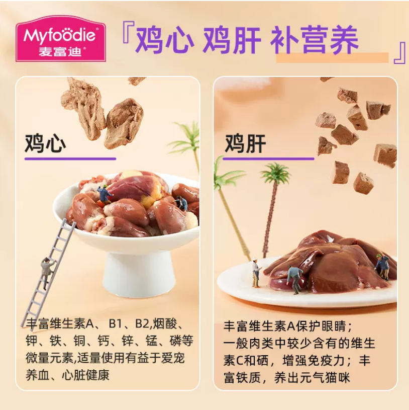 Myfoodie 麦富迪  宠物零食猫用冻干鸡脖/鸡软骨/鸡心/鸡肝 60g 15.3元包邮 值值值-买手聚集的地方