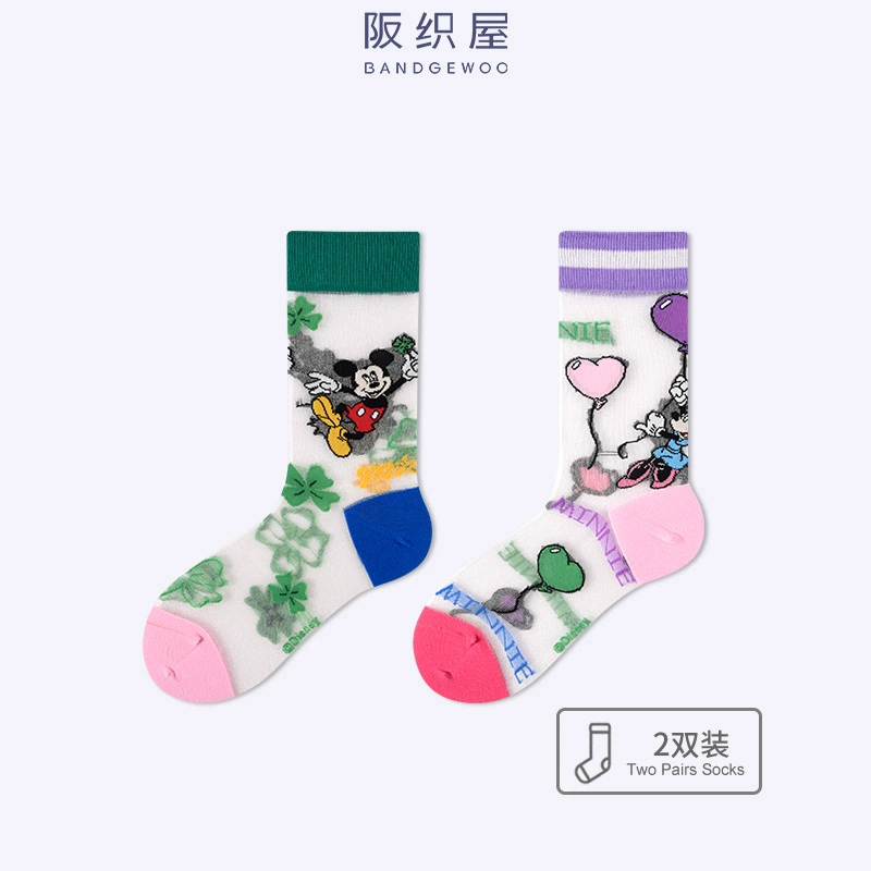 阪织屋 迪士尼系列水晶提花撞色女袜 2双 12.9元包邮 值值值-买手聚集的地方