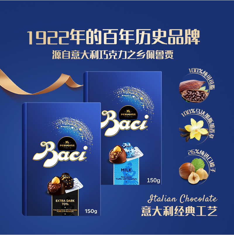 意大利国宝级巧克力品牌，Baci 芭绮 榛仁夹心巧克力礼盒 12粒*2件 122元包邮（61元/件） 值值值-买手聚集的地方