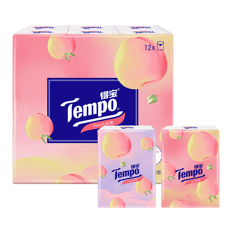 Tempo 得宝 桃桃印花手帕纸 4层*7张*36包 19.9元包邮 值值值-买手聚集的地方