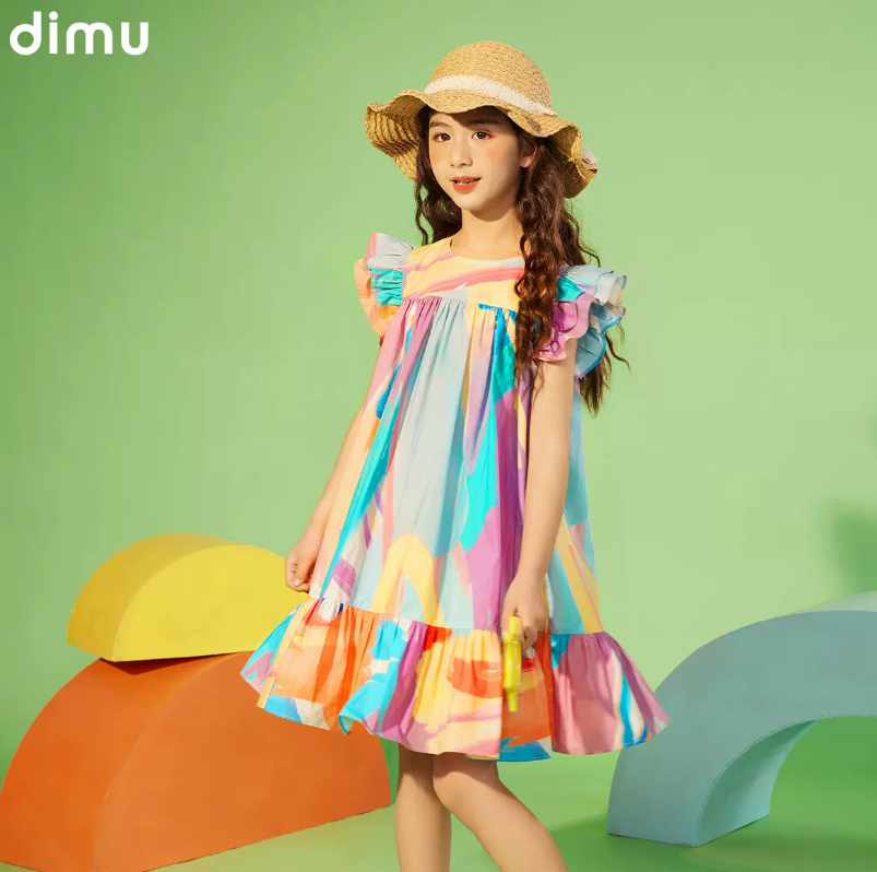 dimu 笛牧 2024年夏新款儿童女童涂鸦印花纯棉连衣裙 9款可选 69元包邮 值值值-买手聚集的地方