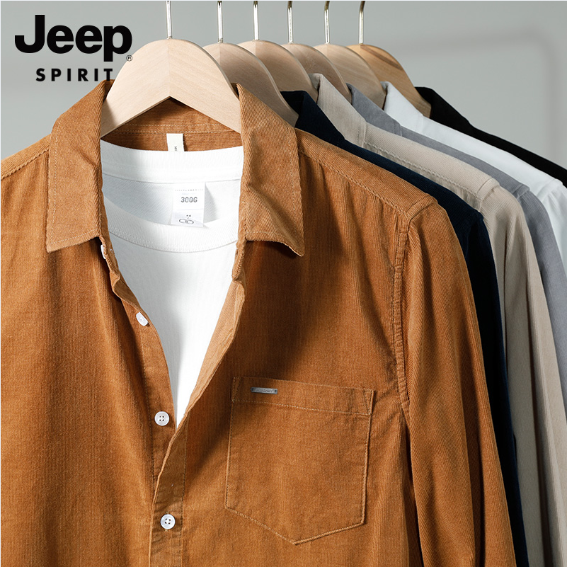 JEEP SPIRIT  男士高级感外穿纯棉灯芯绒长袖衬衫 多色 59元包邮 值值值-买手聚集的地方