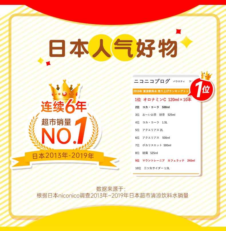 日本57年人气饮料，奥乐蜜C 进口维他命水 120ML*6瓶 12.9元包邮 值值值-买手聚集的地方