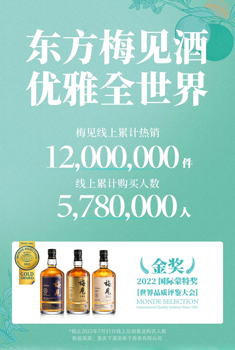 梅见 14度青柑青梅酒 150mL*5瓶 75元包邮（15元/瓶） 值值值-买手聚集的地方