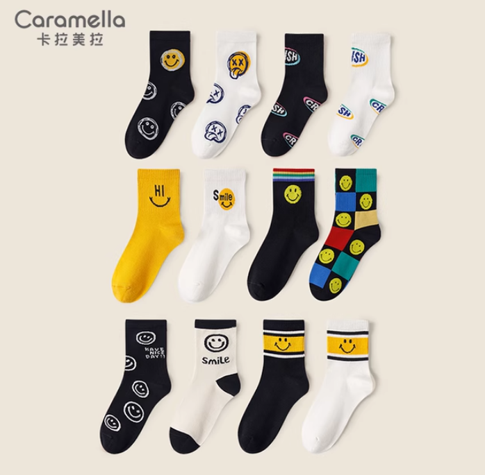 Caramella 卡拉美拉 女士纯棉船袜/短袜/中筒袜2双*4件 多款可选 28.9元包邮（双重优惠） 值值值-买手聚集的地方