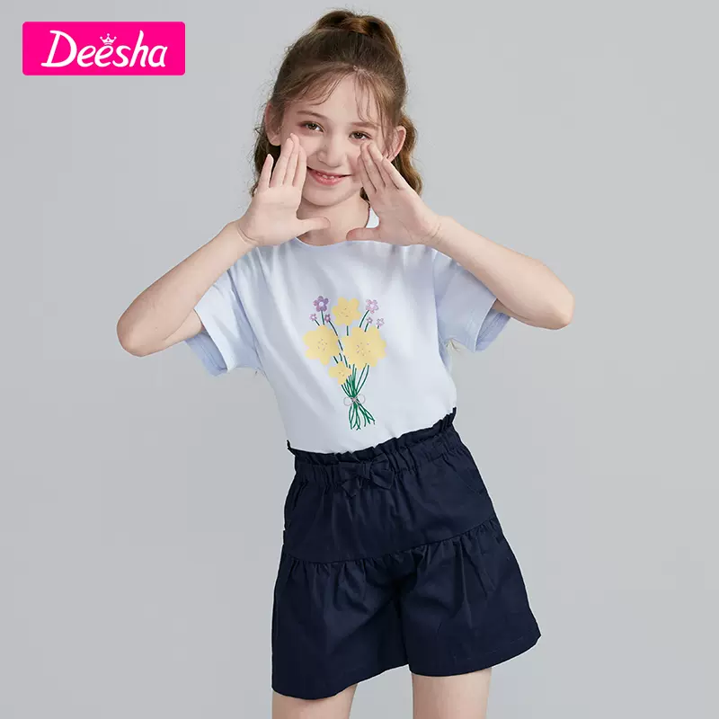 Deesha 笛莎 女童夏季短袖短裤运动套装（90~165码）多色 53.5元包邮 值值值-买手聚集的地方